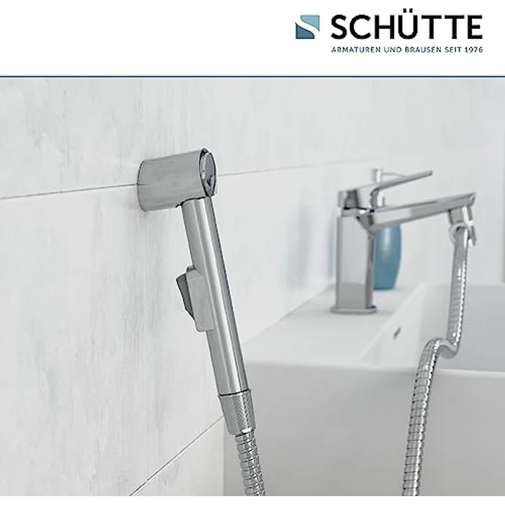 Schütte Waschbecken-Handbrause-Set chromfarben mit Antikalk-Noppen und knickfestem Edelstahl-Brauseschlauch – Bild 4