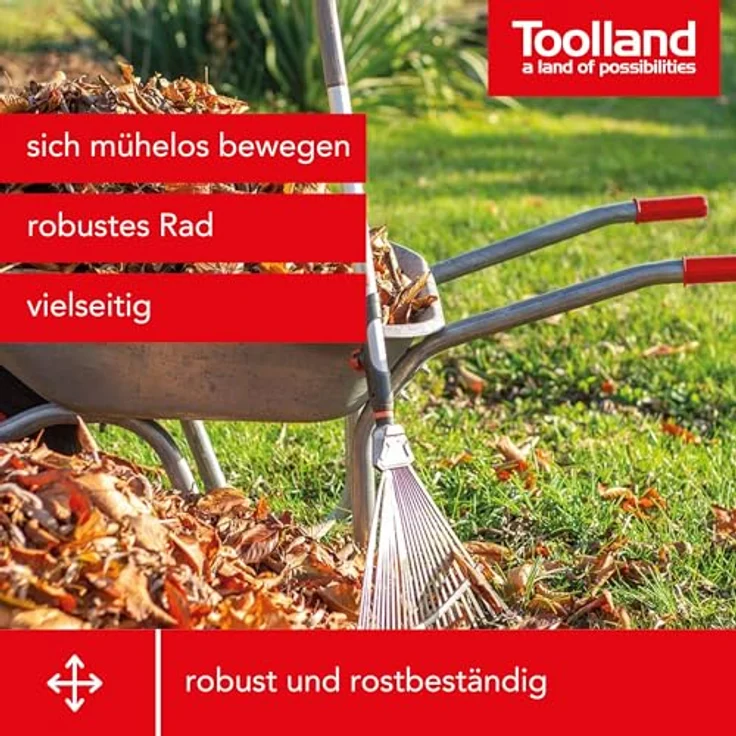 Toolland Schubkarre 85 Liter, Gartenkarre mit pneumatischem Rad, rutschfesten Griffen, graues Design, 12 kg, einfache Montage – Bild 2