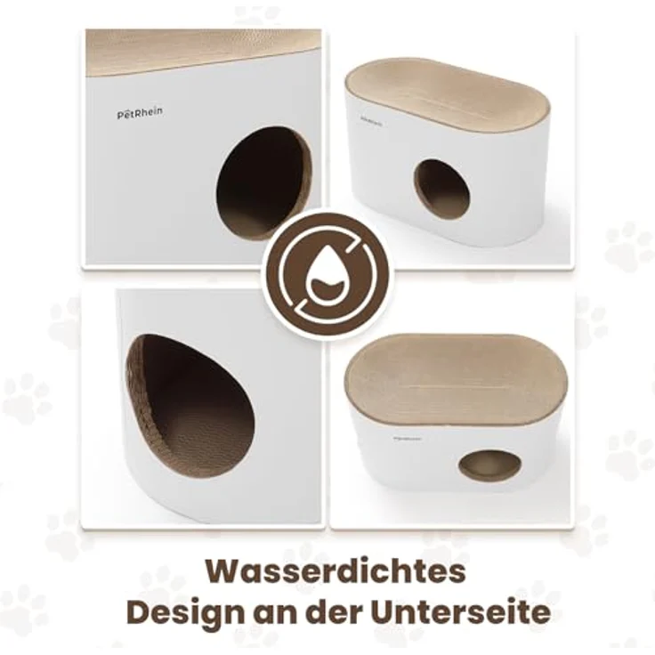 PetRhein Mehrzweck-Kratzbrett für Katzen, Großraum-Katzennest, Kratzpappe 64 x 35 x 36cm, Weiß – Bild 5