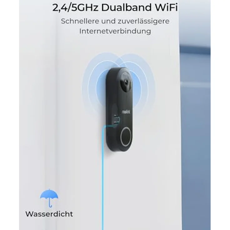 Reolink Video-Türklingel mit Chime, 5MP Ultra HD Kabelgebundene Türklingel mit Kamera, 2,4/5GHz WLAN, Personenerkennungsalarme, 180° Ultraweitwinkel, 2-Wege-Audio, Fernzugriff, Video Doorbell WiFi – Bild 3