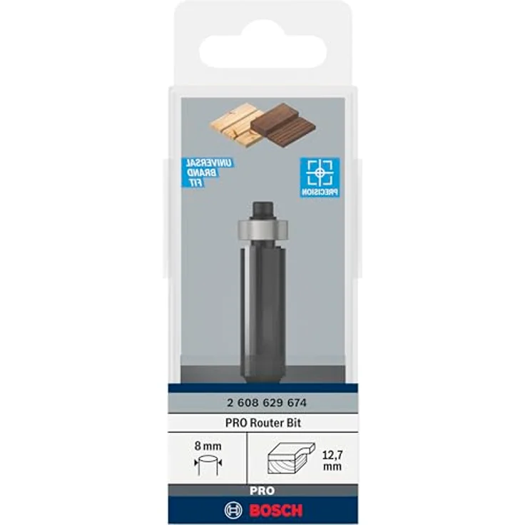 Bosch Hausgeräte Bündigfräser PRO 12.7x40x8mm mit hochwertigen Carbide-Zähnen für präzise Holzarbeiten, Artikelnummer 2608629674 – Bild 2