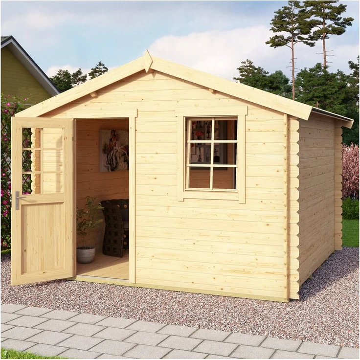 LASITA MAJA Gartenhaus Mosel 3, BxT: 340x320 cm, robuste Fichte, halbverglaste Doppeltür und Fenster, natürliche Optik