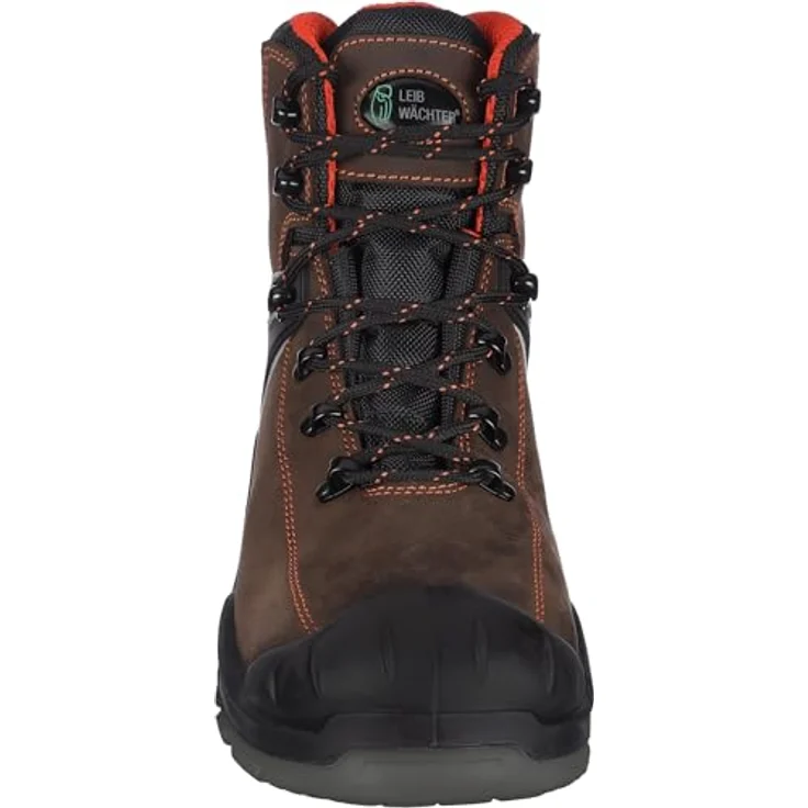 LEIBWÄCHTER L6310 Parma, niedrige Stiefel S3, braunes Crazy-Horse-Leder, mit Fiberglas-Zehenschutzkappe und PU-Überkappe, rutschhemmende Laufsohle – Bild 2