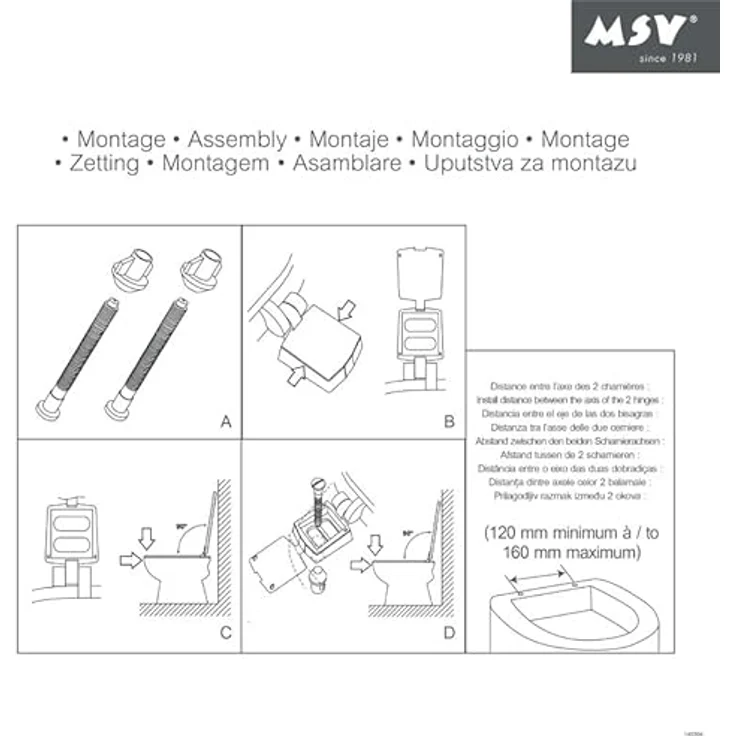 MSV WC-Sitz Pinie, 45 cm x 37 cm, MDF in Braun mit stabilen Scharnieren und Anti-Rutsch Noppen – Bild 8