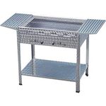 BSR-Grillen Holzkohlegrill Grillwagen aus Edelstahl, 65x53x80 cm, ideal für Privat Verein Catering Gastronomie (Grillrost + Seitenablagen)
