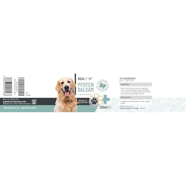 ReaVET Pfotenbalsam Hund 120ml für weiche Hundepfoten - Natürliche Hunde Pflege mit Sheabutter, Kokosöl & Bienenwachs - Pfotenpflege Katze, Pfotenschutz Creme - Zubehör Winter & Sommer – Bild 5