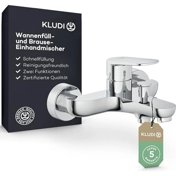OTTO Kludi X1 Wannen- und Duscharmatur, chrom, mit automatischer Umstellung, Keramik-Kartusche und Strahlregler M24