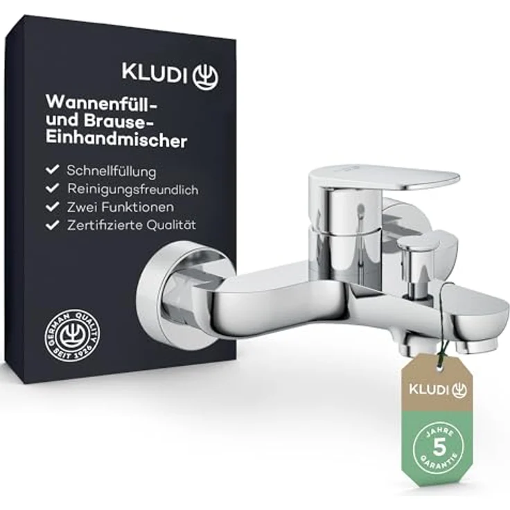 OTTO Kludi X1 Wannen- und Duscharmatur, chrom, mit automatischer Umstellung, Keramik-Kartusche und Strahlregler M24 – Bild 1