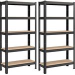 SONGMICS Schwerlastregal, 2er Set, Kellerregal, bis 650 kg belastbar, 5 verstellbare Ablagen - Schwarz