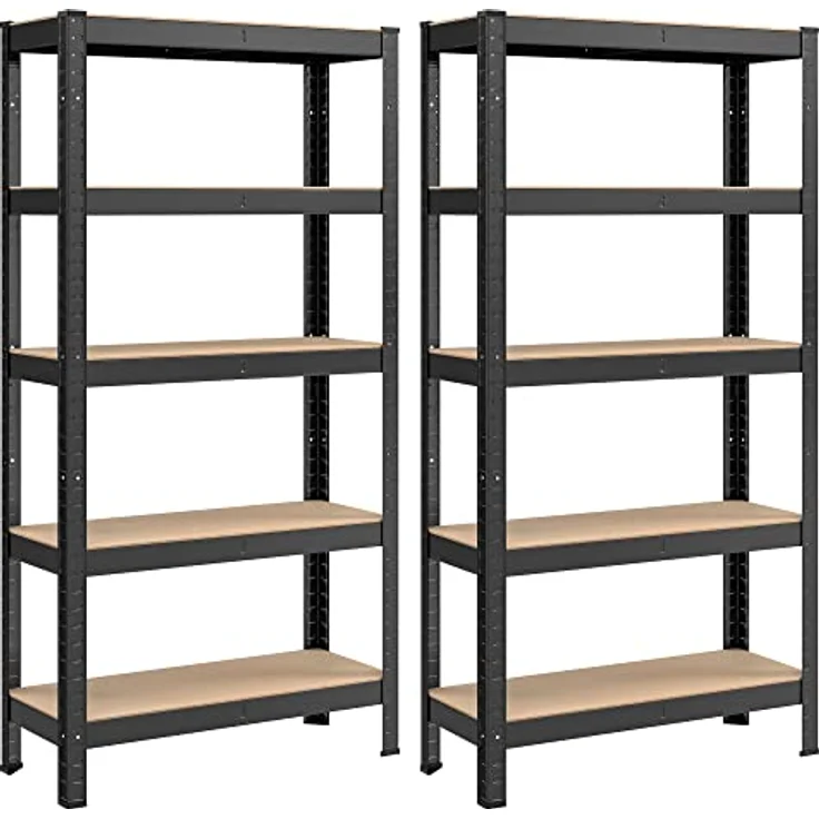SONGMICS Schwerlastregal, 2er Set, Kellerregal, bis 650 kg belastbar, 5 verstellbare Ablagen - Schwarz – Bild 1