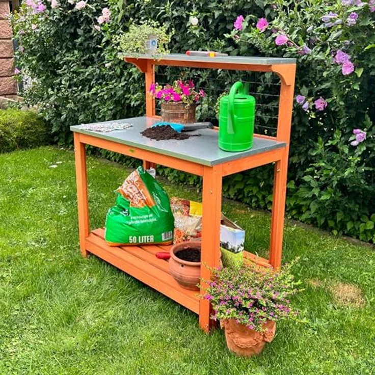 Pflanztisch mit verzinkter Arbeitsplatte, 101 x 55 x 117 cm - Habau – Bild 5