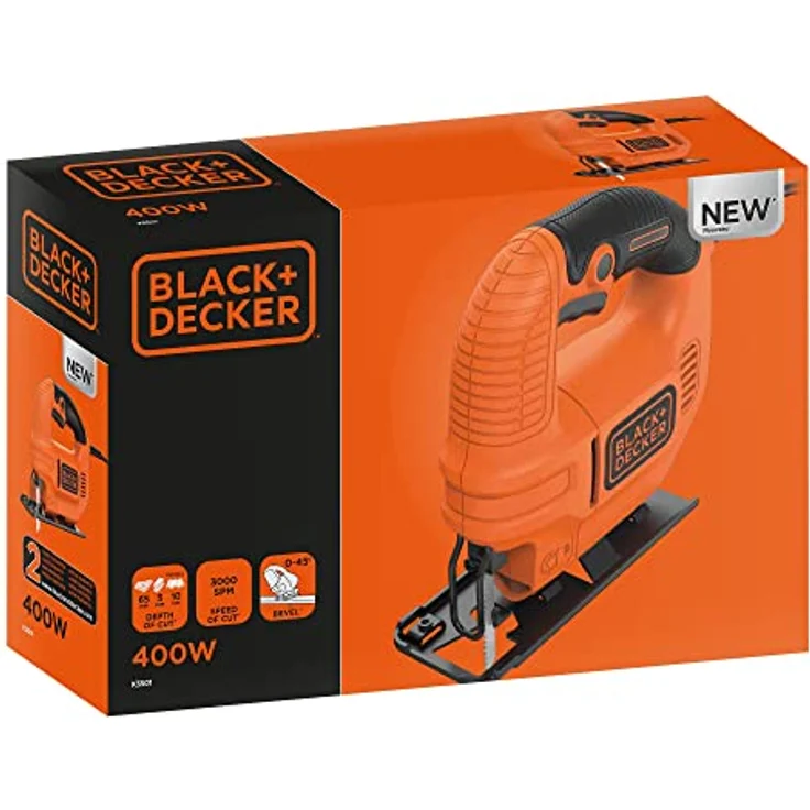 Black & Decker Elektro Kompakt Stichsäge 400W KS501, Säge für Holz, Metall & Kunststoff mit 0-45° Gehrungsschnitt & verstellbarer Fußplatte – Bild 5