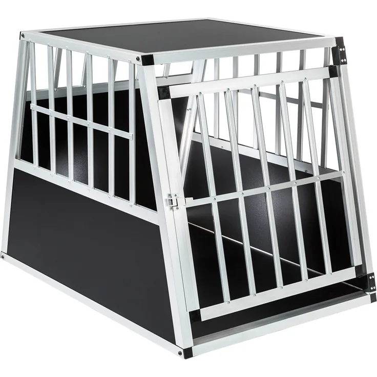 tectake Hundetransportbox single mit schräger Rückwand - schwarz