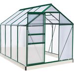 BRAST Gewächshaus Aluminium 250x190x195cm Grün mit Fundament rostfrei TÜV geprüft Alu Treibhaus Glashaus Tomatenhaus