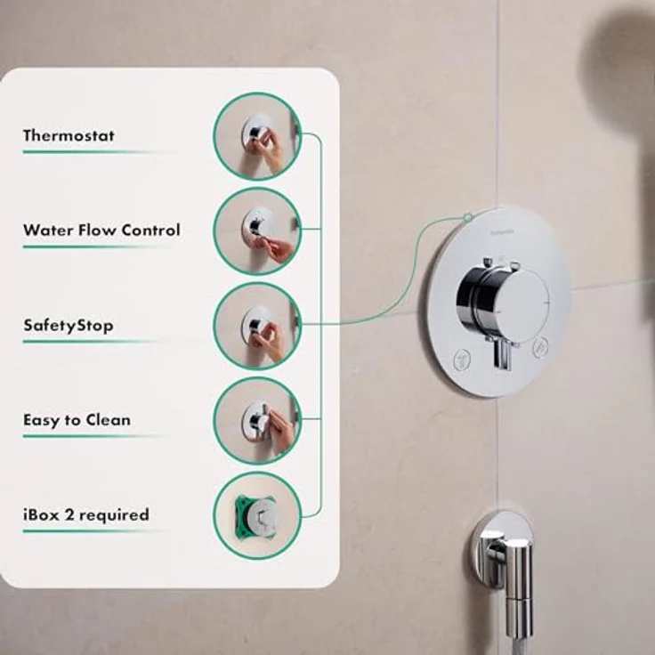 hansgrohe Ecostat Comfort S, Duschthermostat Unterputz mit SafetyStop bei 40° C, Mischbatterie für 2 Verbraucher, Chrom, 33715000 – Bild 2