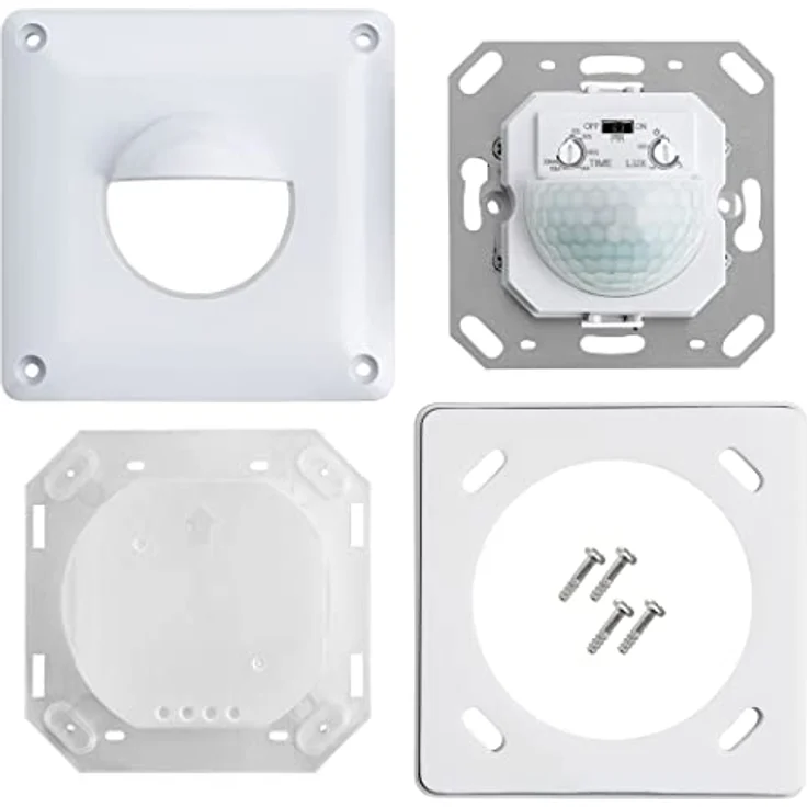 SEBSON Bewegungsmelder Außen IP65 - Unterputz, LED geeignet, Wand Montage, IR Bewegungssensor programmierbar - Einbau 53x53x23mm - Sensor 10m/ 190°, 3-Draht – Bild 4