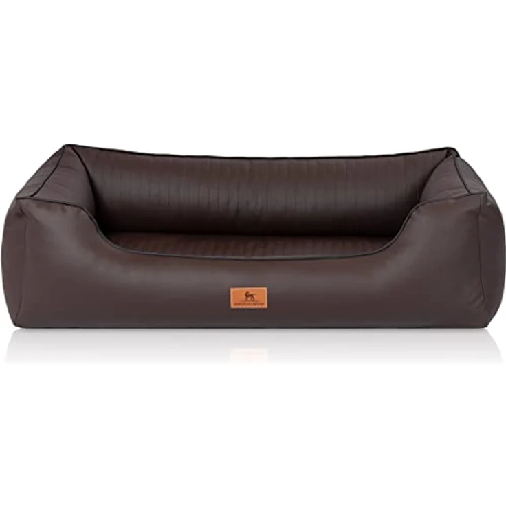 Knuffelwuff orthopädisches Hundebett aus Kunstleder Lovelock M-L 85 x 63cm Braun – Bild 2