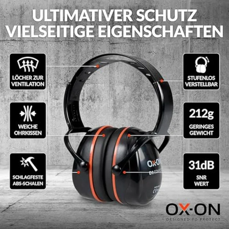 Ox-On Gehörschützer D1 Comfort, effektiver Gehörschutz in schwarz – Bild 5