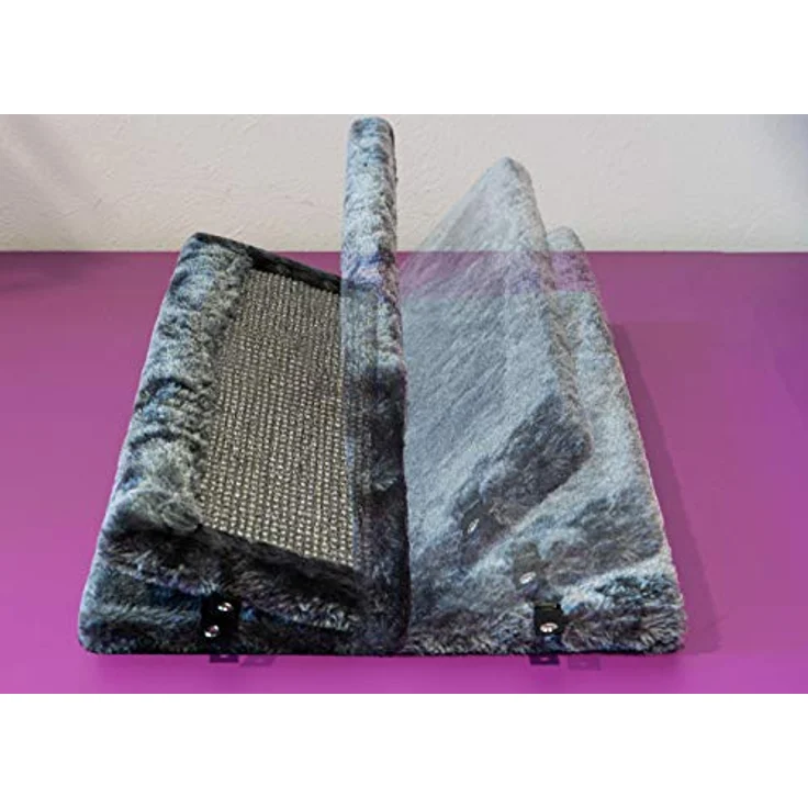Petrebels Kratzbrett für Katzen 57 cm Höhe Qualität Sisal Eck-Kratzbrett mit Kratzteppich und Premium Plüsch für Zimmerecken in Geschenkbox Kratzbrett Wand Farbe Grau – Bild 4