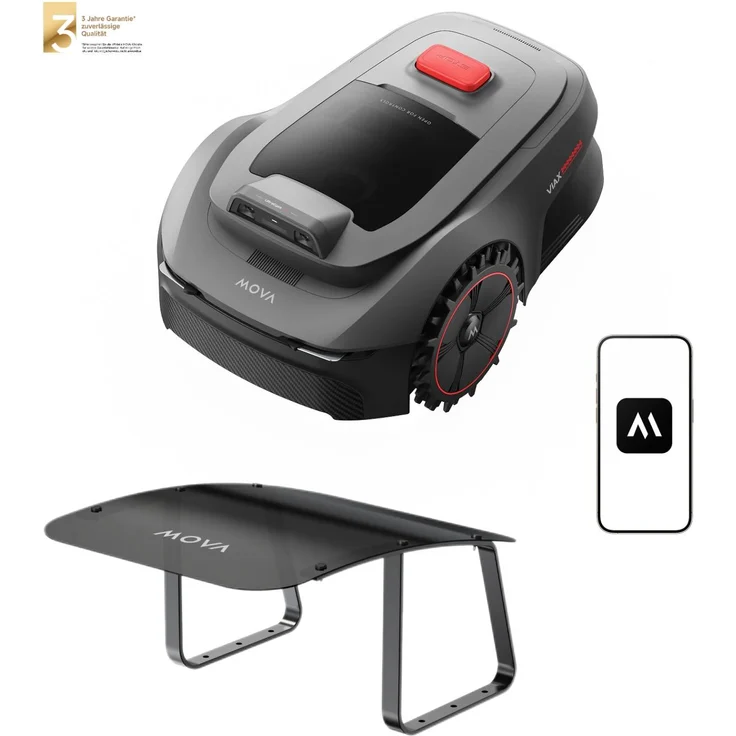 MOVA ViAX 250 mit Garage – Mähroboter für Flächen bis 250 m², UltraEyes™ KI-Dual-Vision, Hindernisvermeidung, App-Steuerung, 50 min Akkulaufzeit