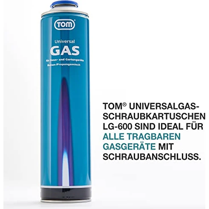 TOM LG-600, 2 x, 4 x oder 8 x 330 g Universalgas Kartuschen mit Schraubgewinde, ideal für Unkrautbrenner, Abflämmgerät und Campingkocher – Bild 2