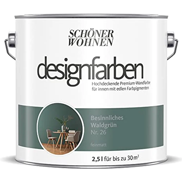 Schöner Wohnen Designfarben Besinnliches Waldgrün matt 2,5 l – Bild 2
