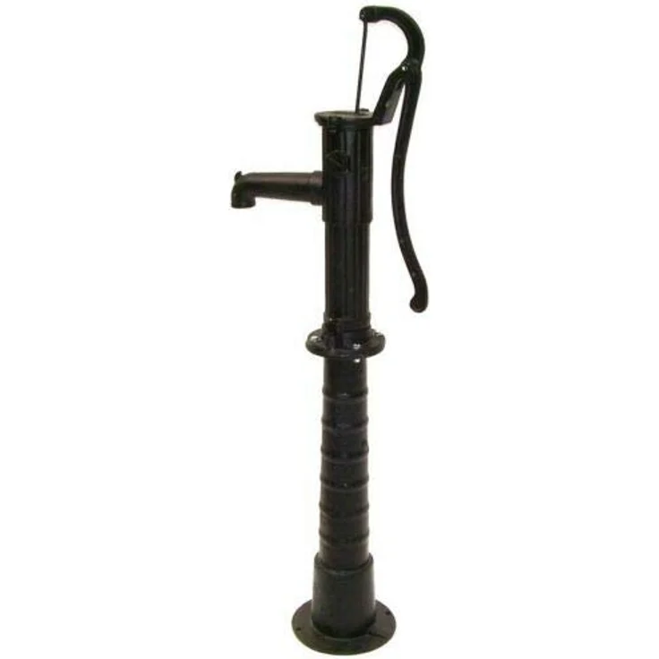 D&L Guss Handschwengelpumpe SCHWARZ, robuster Gusseisen Wasserpumpe mit Ständer, max. Ansaughöhe 7m, Rückschlagventil, 1-1/4" Sauganschluss – Bild 3
