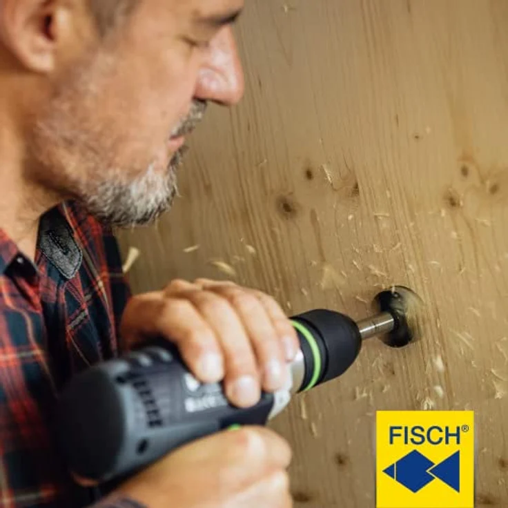 Fisch Kunstbohrer HW Profi 40 x 60 / 90 mm mit Zentrierspitze und 2 Vorschneidern für Hartholz und kunststoffbeschichtete Platten – Bild 6