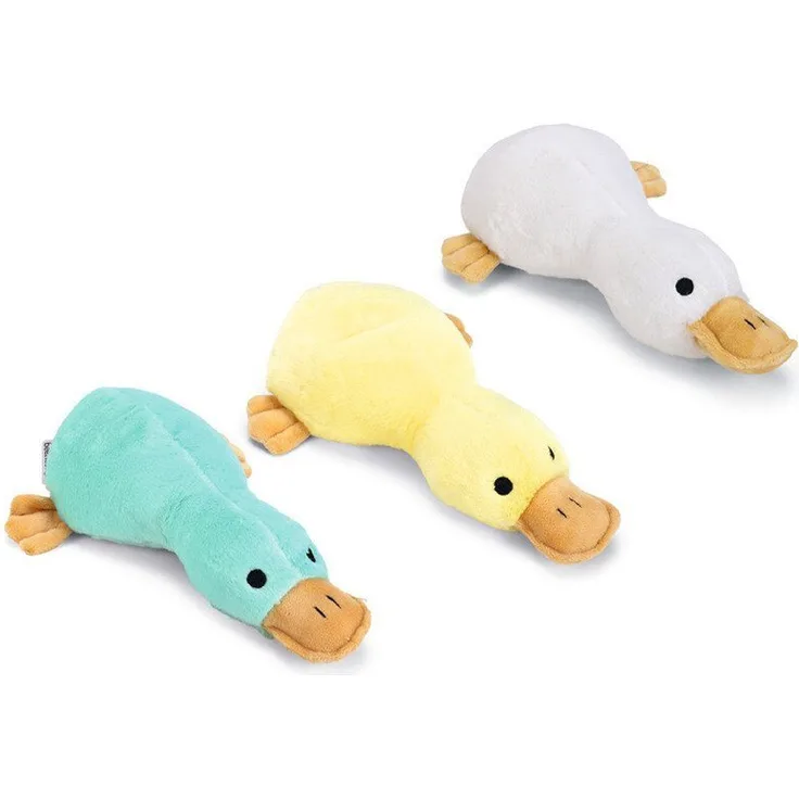 Beeztees Tierkuscheltier Hundespielzeug Ente hellblau, Plüsch mit Squeaker