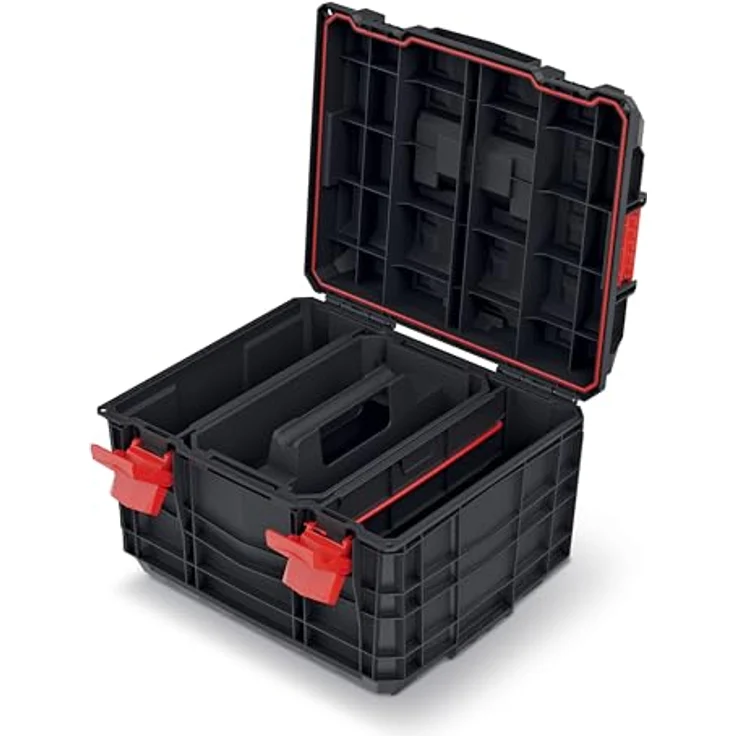 Prosperplast Kistenberg C Block Pro Werkzeugkoffer, 45 Liter, schwarz-rot, aus Acrylnitril-Butadien-Styrol mit durchdachter Innenorganisation – Bild 3