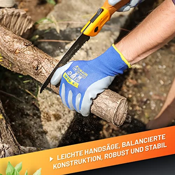 GRÜNTEK Klappsäge ZANDER, gehärtetes Carbonstahl Sägeblatt 180mm, rutschfester Korkgriff, TEFLON-beschichtete Klinge mit 4 Positionen ideale Outdoor Campingsäge Taschensäge Pocketsäge Astsäge – Bild 5