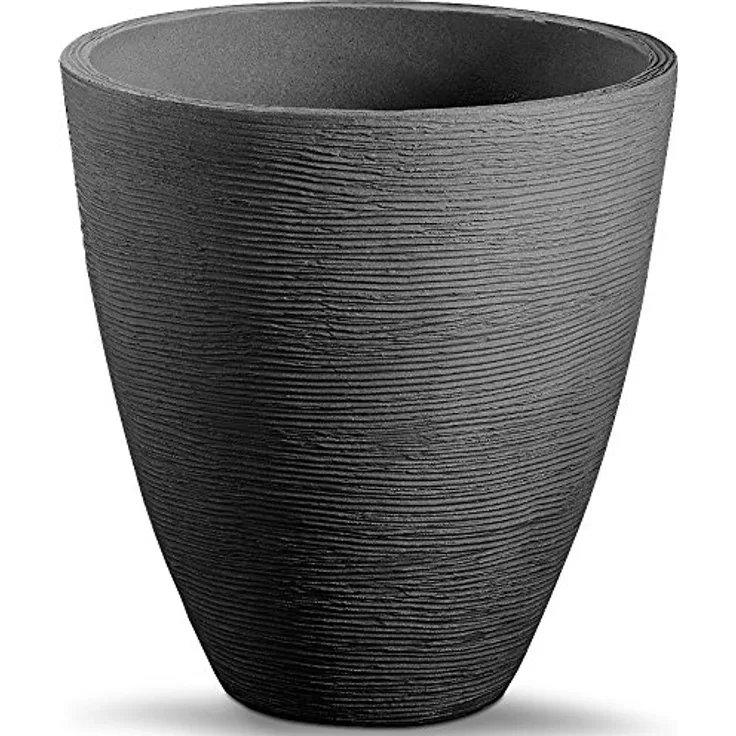 Deuba Blumentopf 40x42cm 32 Liter Kunststoff wetterfest bruchfest Indoor Outdoor Übertopf Pflanztopf Pflanzkübel Anthrazit