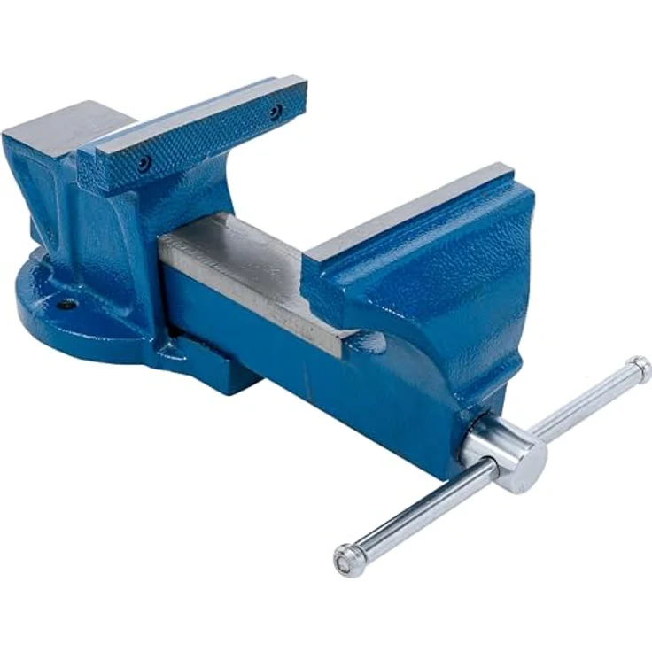 BGS 58270 Parallel-Schraubstock | 150 mm Spannbacken | Werkbankschraubstock, mit Ambossfläche und vorgebohrten Löchern, blau – Bild 3