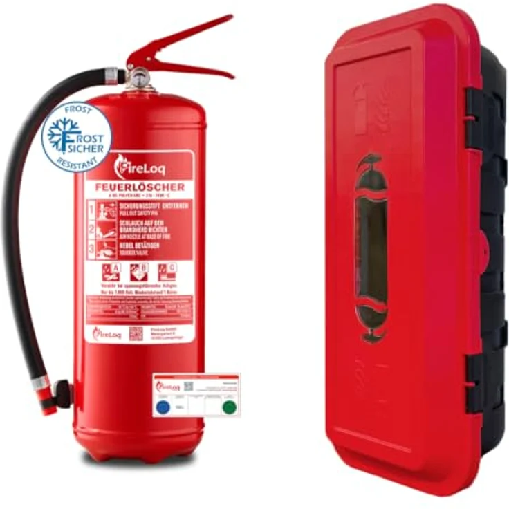 FireLoq® 6kg ABC Pulver-Feuerlöscher 27A | 233B | C mit Schutzbox und Prüfnachweis – Bild 1