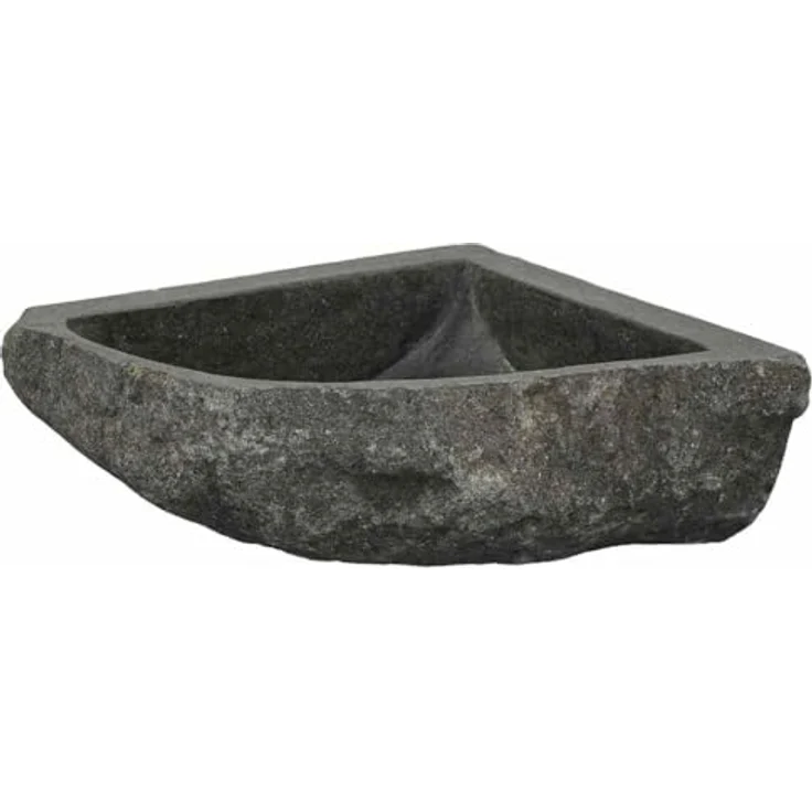 vidaXL Waschbecken Wandhängende Ecke Waschschüssel aus Flussstein, Grau, 37 x 37 x 12 cm – Bild 1