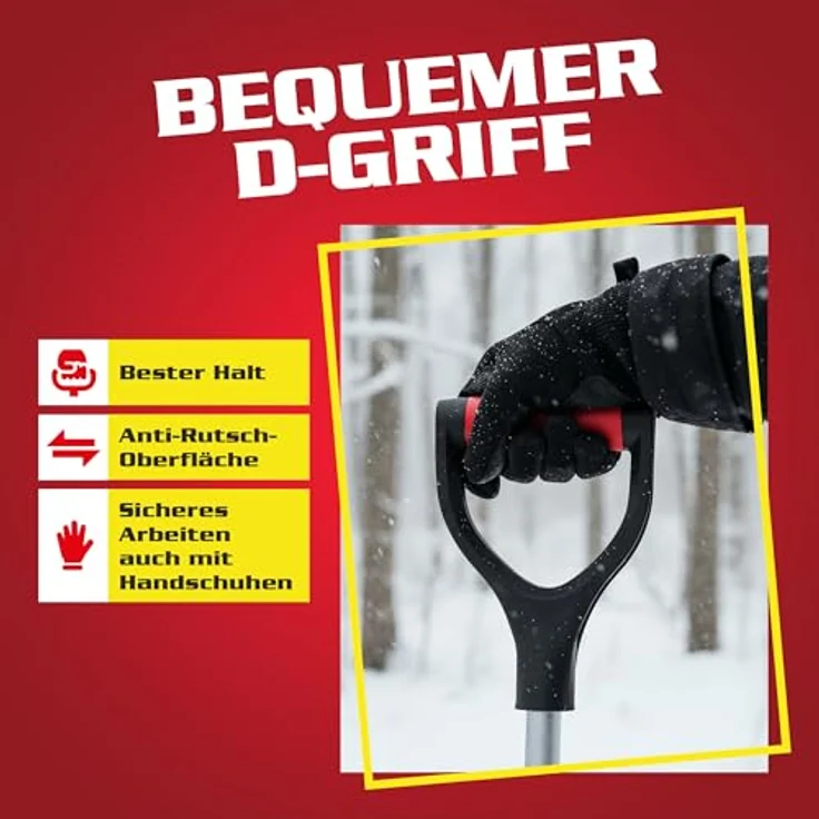 HECHT Schneeschaufel Teleskop 485 TF, 49 cm breite Schaufelfläche, stufenlos verstellbarer Teleskop-Stiel, leicht und stabil, ergonomischer D-Griff – Bild 5
