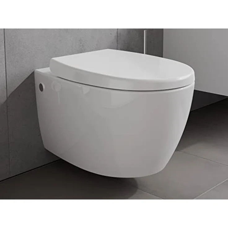 Aqua Bagno | Spülrandloses Hänge-WC mit Softclose Sitz aus Duroplast, weiße Keramik Toilette, Tiefspüler | 51 cm lang – Bild 2