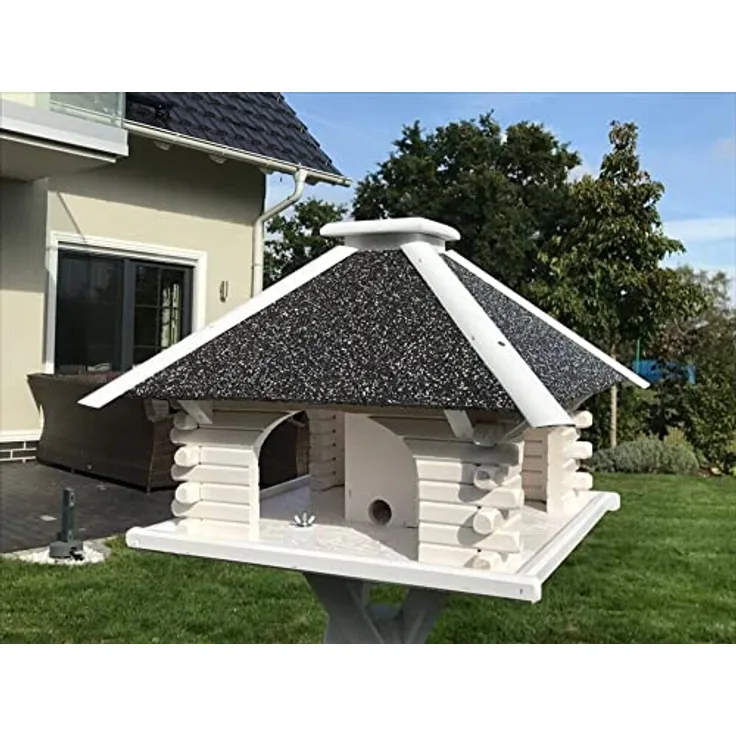 Deko-Shop-Hannusch Vogelhaus, Vogelhäuschen, Futterhaus V 20 Stein Weiss, Vogelhausständer:ohne Vogelhausständer, Solarbeleuchtung:mit Solarbeleuchtung