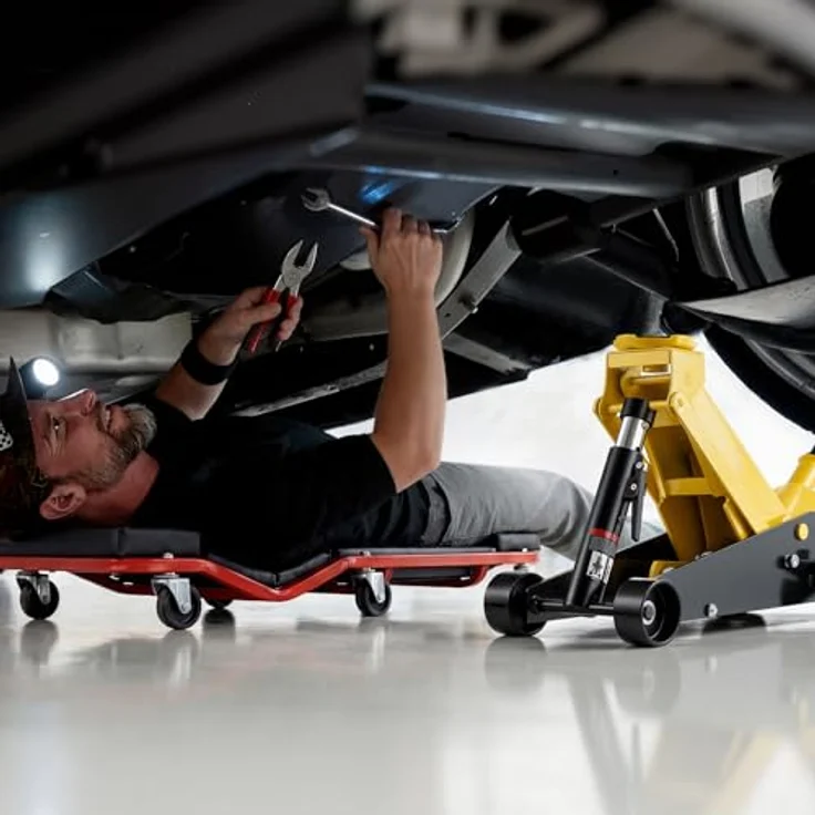 VEVOR Hydraulischer Rangierwagenheber 3T, Wagenheber mit 130-500 mm Hubhöhe, 125 mm Gummiauflage, Einzelzylinder und 360° Mobilität für PKW, SUV, Pickup, Werkstatt – Bild 8