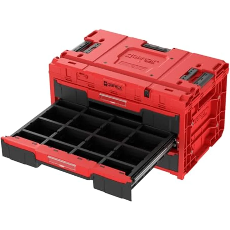 QBRICK System ONE Drawer 3 Toolbox 2.0, Modulare Werkzeugbox in Red Ultra HD mit 3 Schubladen und 27 l Kapazität, 587 x 380 x 340 mm – Bild 3