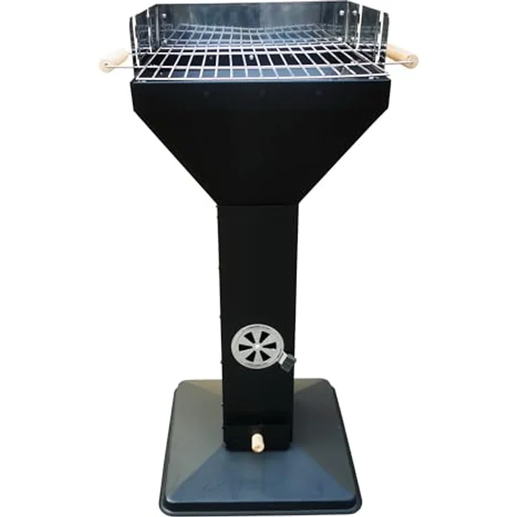 JW Standsäulengrill 2748, Holzkohlegrill mit 36,5 x 36,5 cm Grillfläche, höhenverstellbar, schwarz – Bild 1