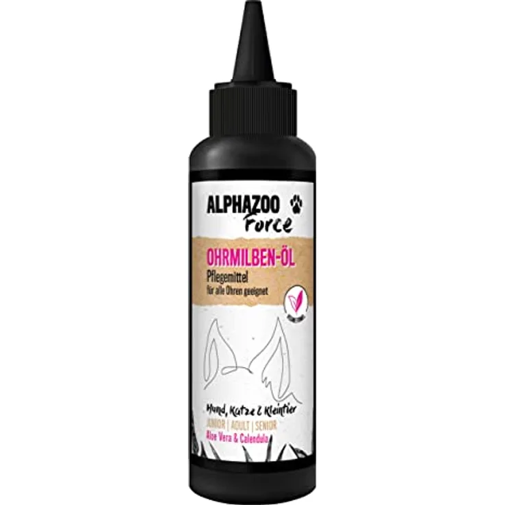 alphazoo Anti Ohrenmilben Öl für Hunde & Katzen 100 ml I Sofortwirkung I Ohrentropfen gegen Milben im Ohr & Ohrräude I Sanfte, natürliche Ohrenpflege