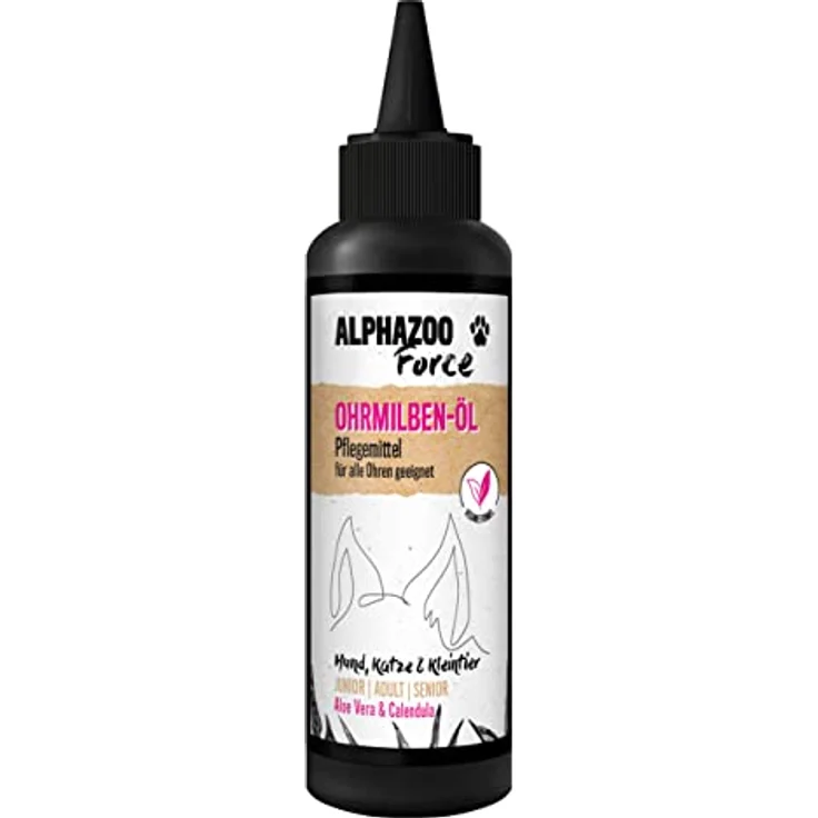 alphazoo Anti Ohrenmilben Öl für Hunde & Katzen 100 ml I Sofortwirkung I Ohrentropfen gegen Milben im Ohr & Ohrräude I Sanfte, natürliche Ohrenpflege – Bild 1