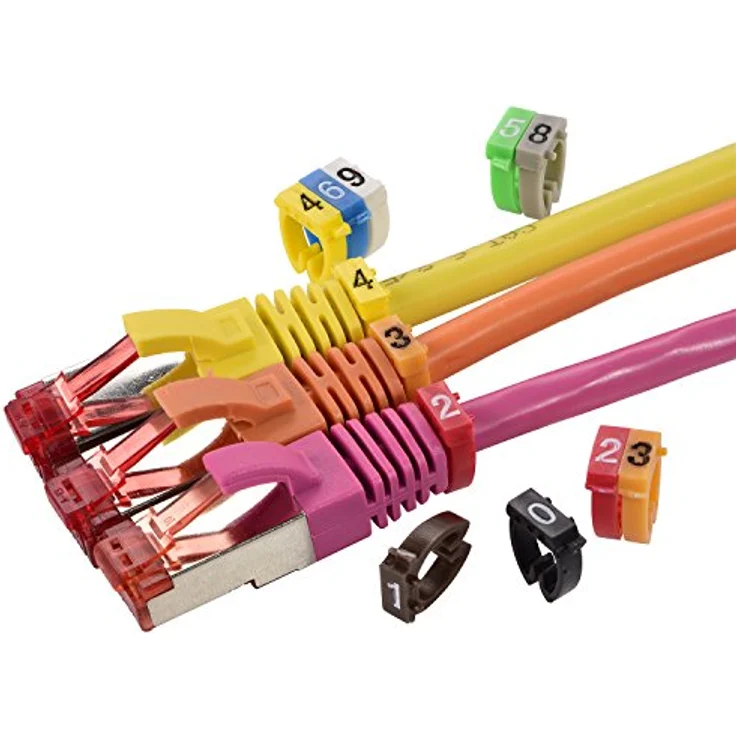 TPFNet Kabelmarker-Clips/Kennzeichnungsclip 0-9" Bunte Kabelbinder Clips für Durchmesser 4-6 mm - 100 farbige Kennzeichnungsringe, einfache Montage – Bild 4
