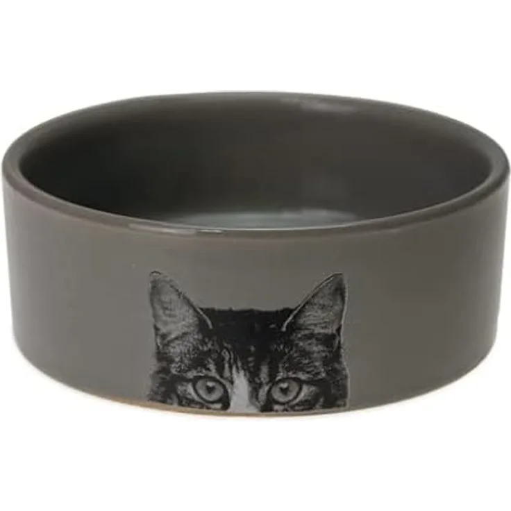 Karlie K Katzenteller, Keramik, grau, 250 ml, 11,5 x 11,5 x 4 cm, 180 g