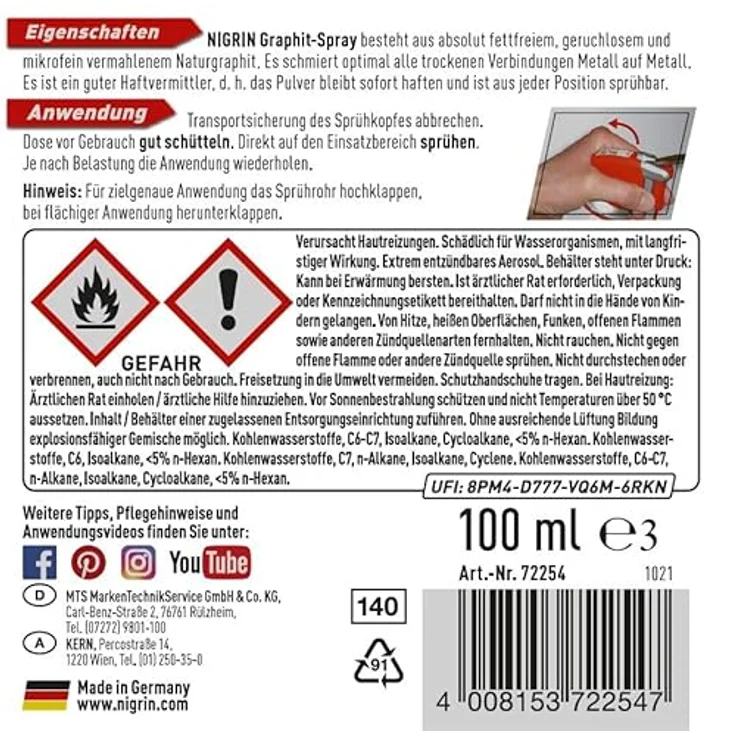 Nigrin 72254 Graphitpulver 100ml – Bild 2