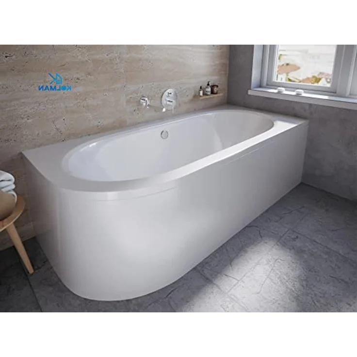 KOLMAN Badewanne AVITA Eckbadewanne 170x75 Rechts, 3in1 Premium Original Acryl Wanne Siphon, Reinweiß – Bild 3
