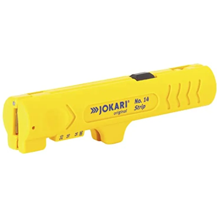 JOKARI T30140 Entmanteler Strip No. 14 (für PVC Kabel mit ø 44299 mm, zum Abisolieren in Gerätedosen, inkl. Klinge für Längsschnitt) 460230