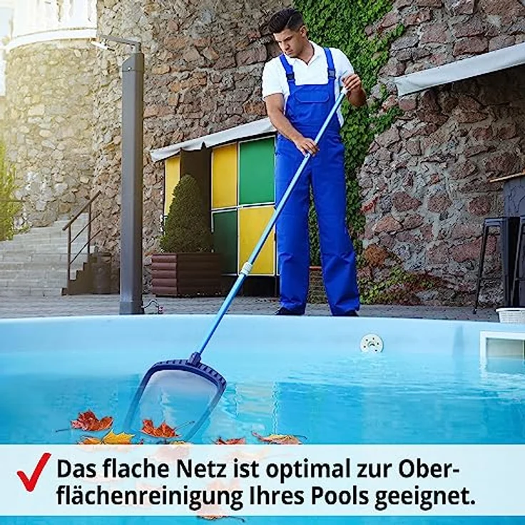 HECHT Pool Kescher Set mit teleskopierbarer Aluminiumstange, 1,9 m - 3,9 m, 32 x 30 cm Netzgröße, ideal für alle Poolgrößen – Bild 6