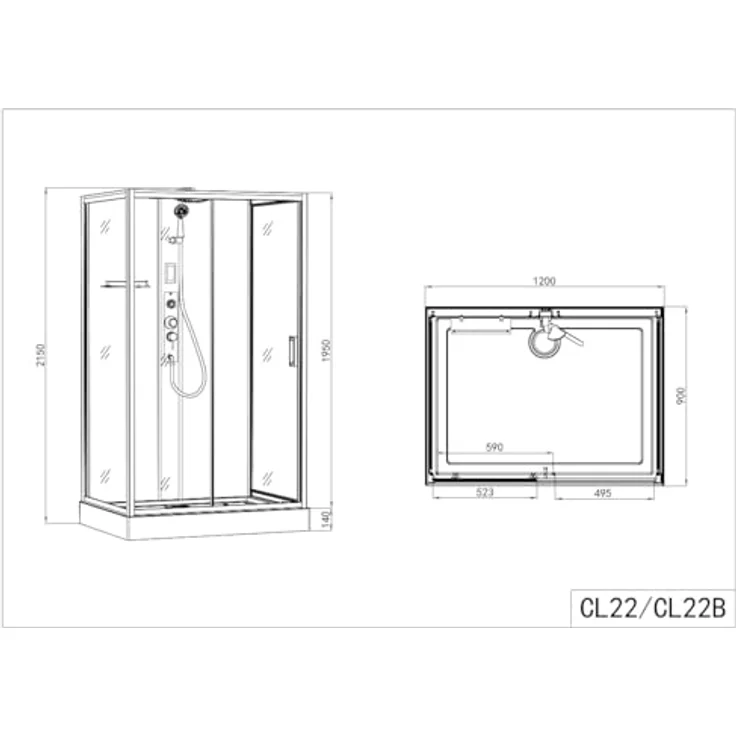 Sanotechnik Komplettdusche BOSTON, BxT: 120x90 cm, Einscheibensicherheitsglas, mit integriertem Bluetooht, Radio und LED-Beleuchtung – Bild 8